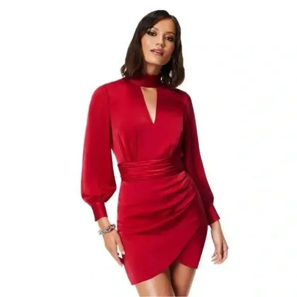 adrianna papell long sleeve sheath dress Adrianna Papell Short Wrap Dress - Green/Gold